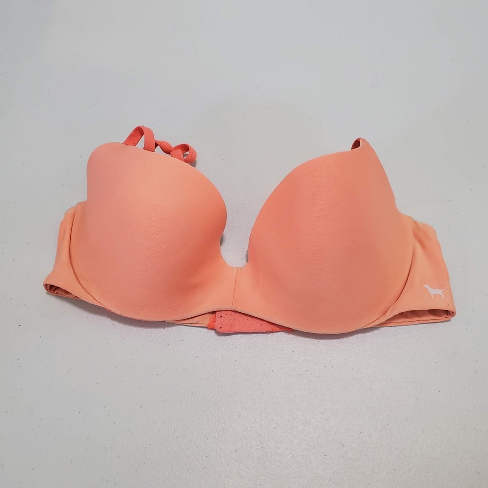 PINK Victoria's Secret Women Bra 34C Orange Light Lift Underwire Adjustable
